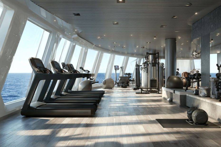 Modern state-of-the-art B-Complex gym aboard Virgin Voyages