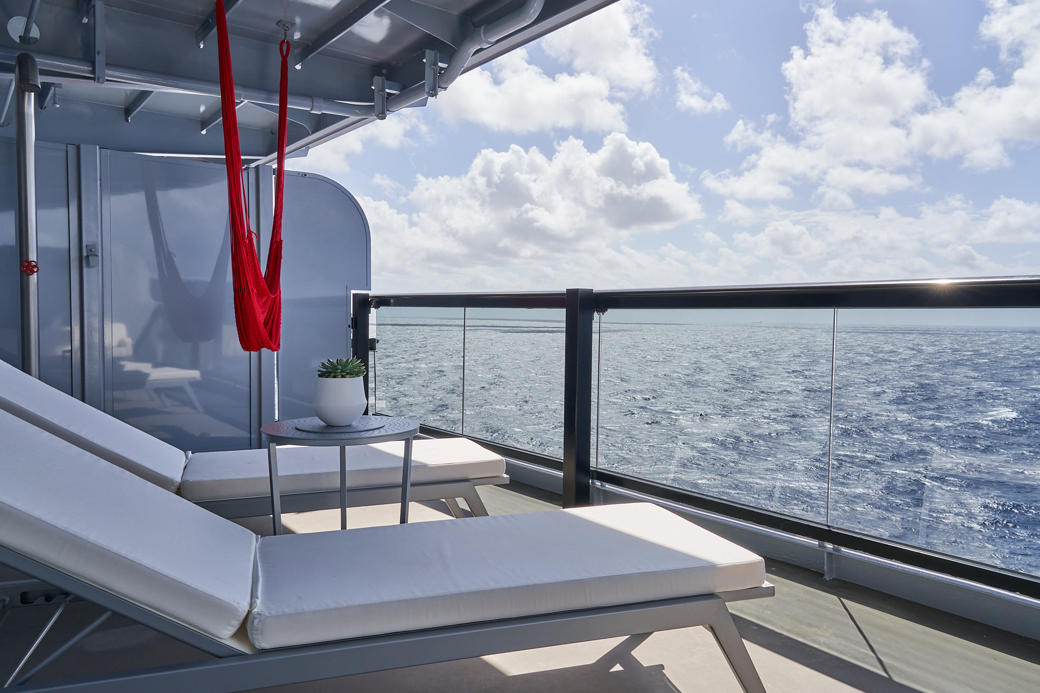 Exclusive RockStar retreat area at the Beach Club in Bimini on Virgin Voyages
