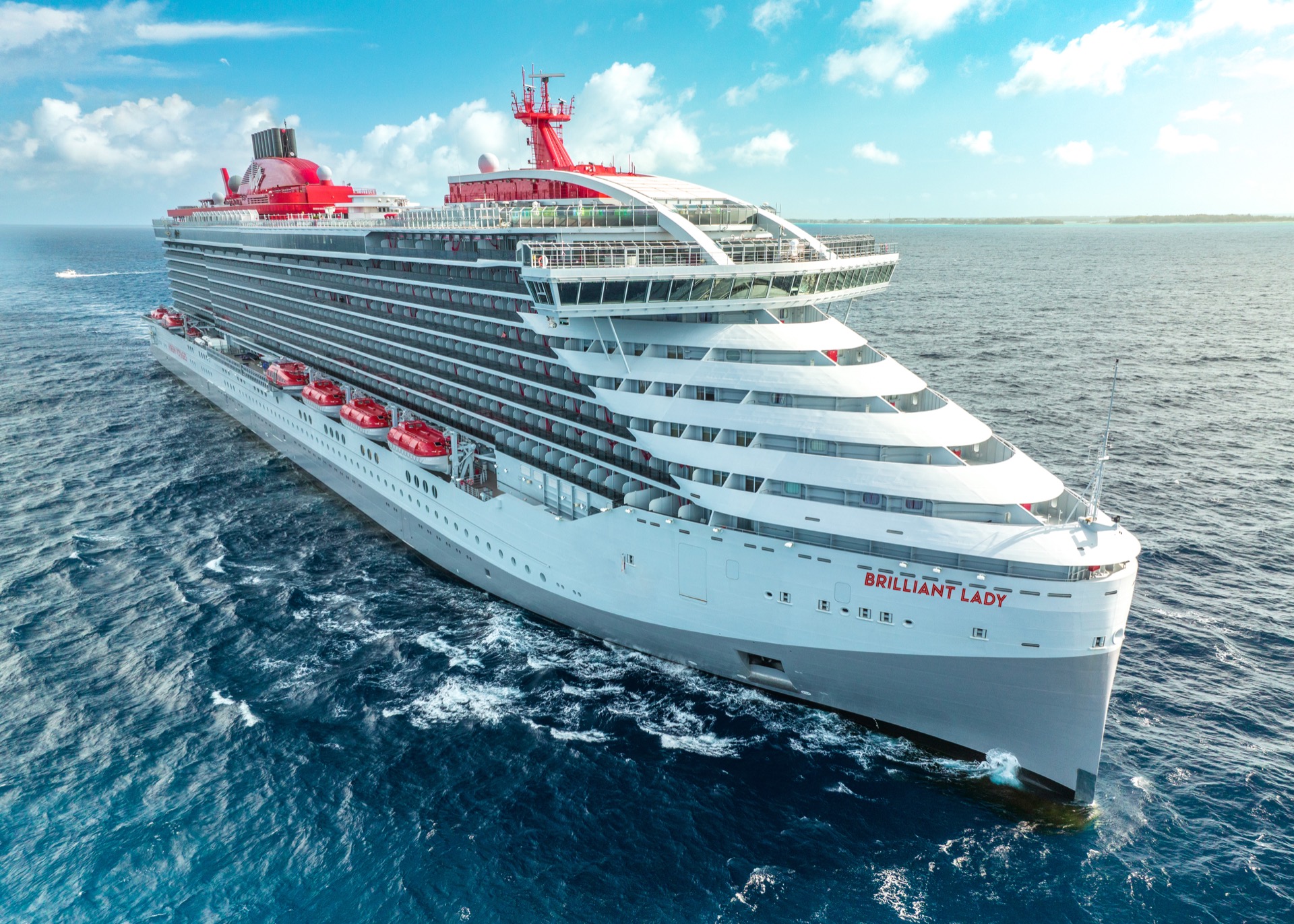 Virgin Voyages Brilliant Lady newest cruise ship at sea