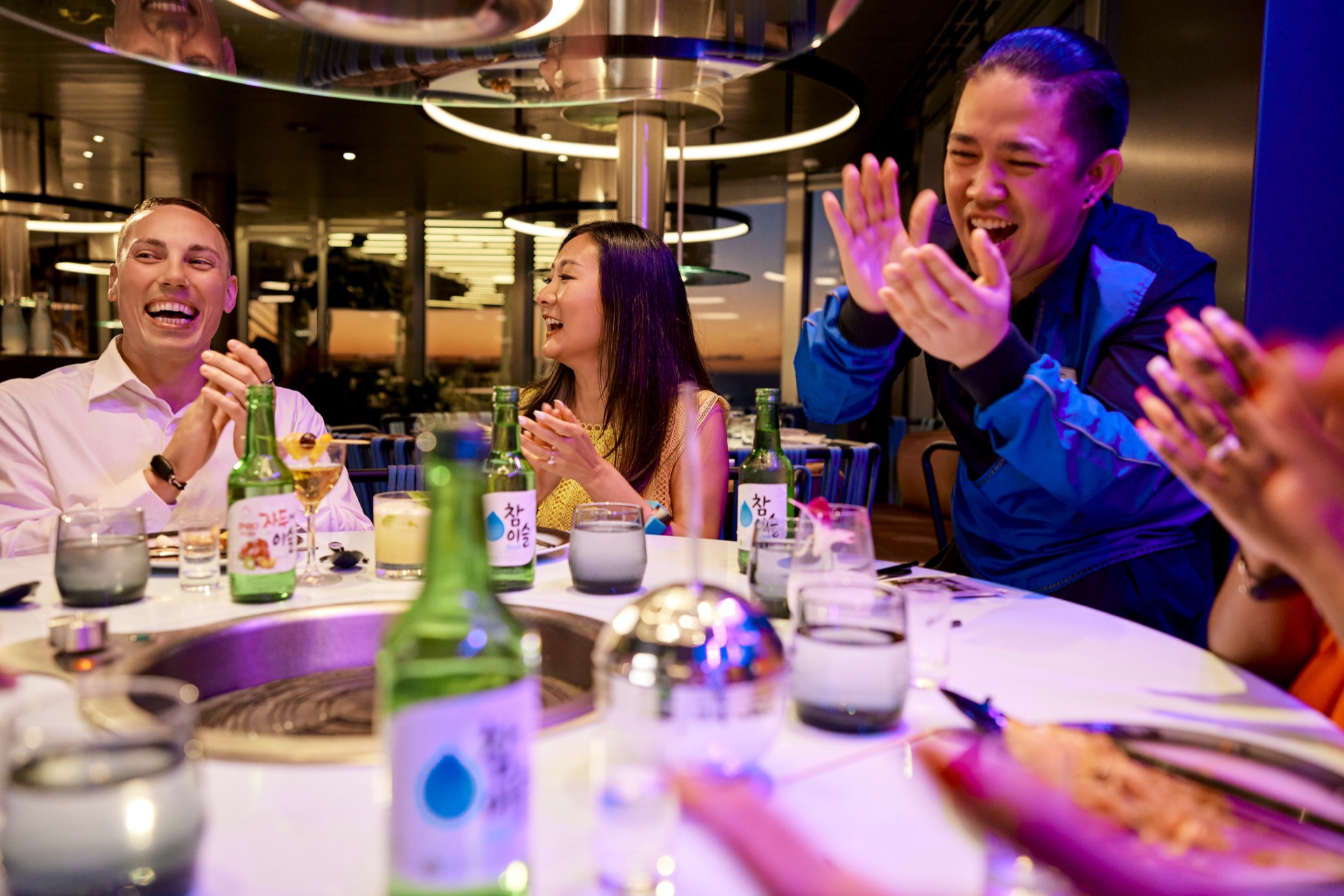 Group of friends enjoying a free cruise through Circle Groups on Virgin Voyages