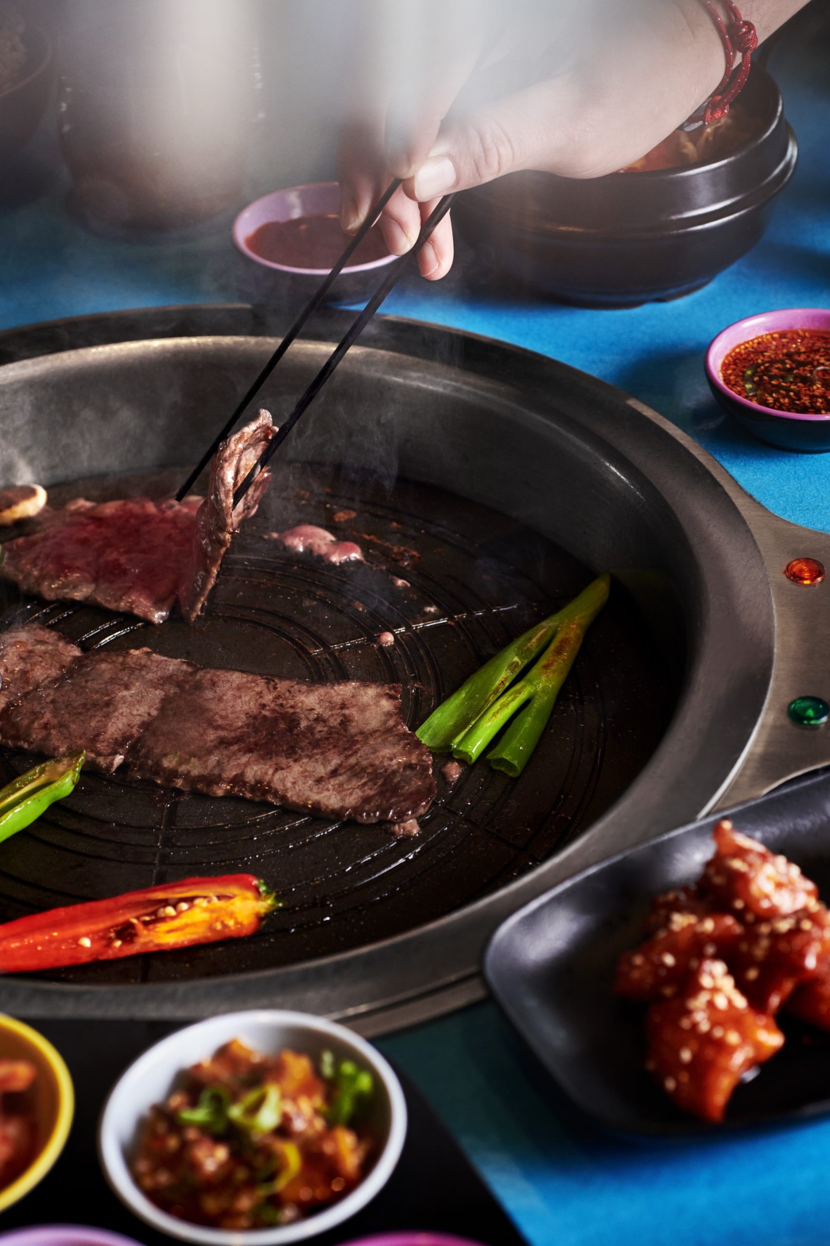 Korean BBQ dining experience at Gunbae restaurant on Virgin Voyages