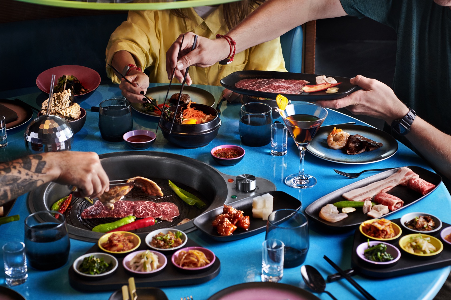 Korean BBQ dining experience at Gunbae restaurant on Virgin Voyages