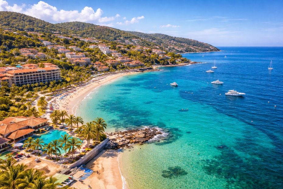 Beautiful Mexican Riviera coastline with turquoise waters
