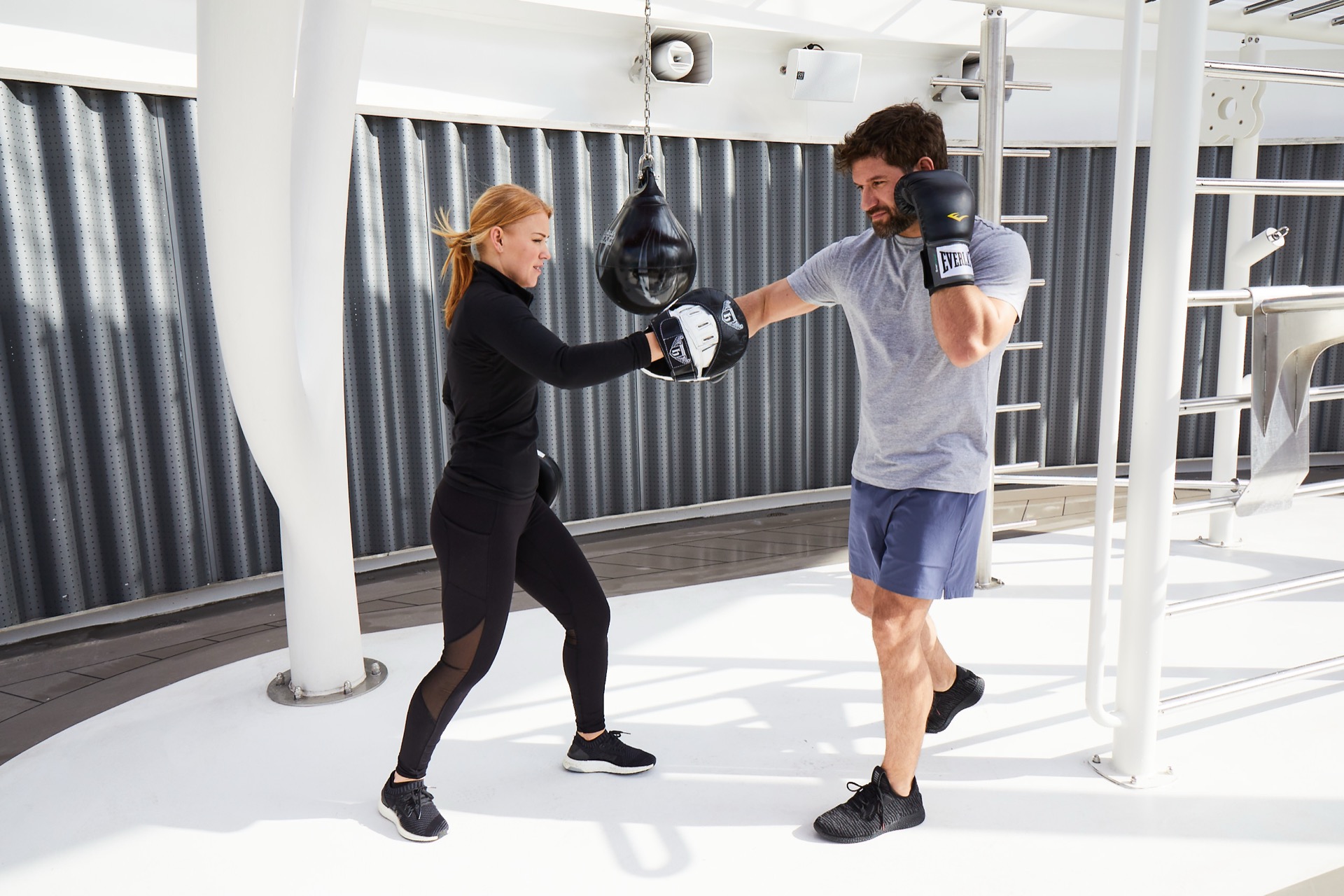 Personal training session at B-Complex fitness center on Virgin Voyages