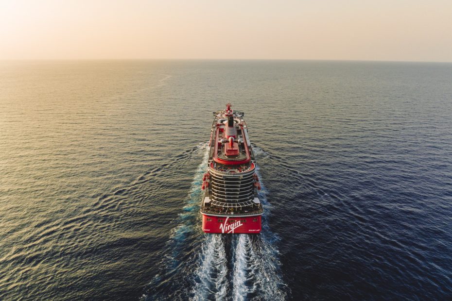 Virgin Voyages Resilient Lady cruise ship exterior at port