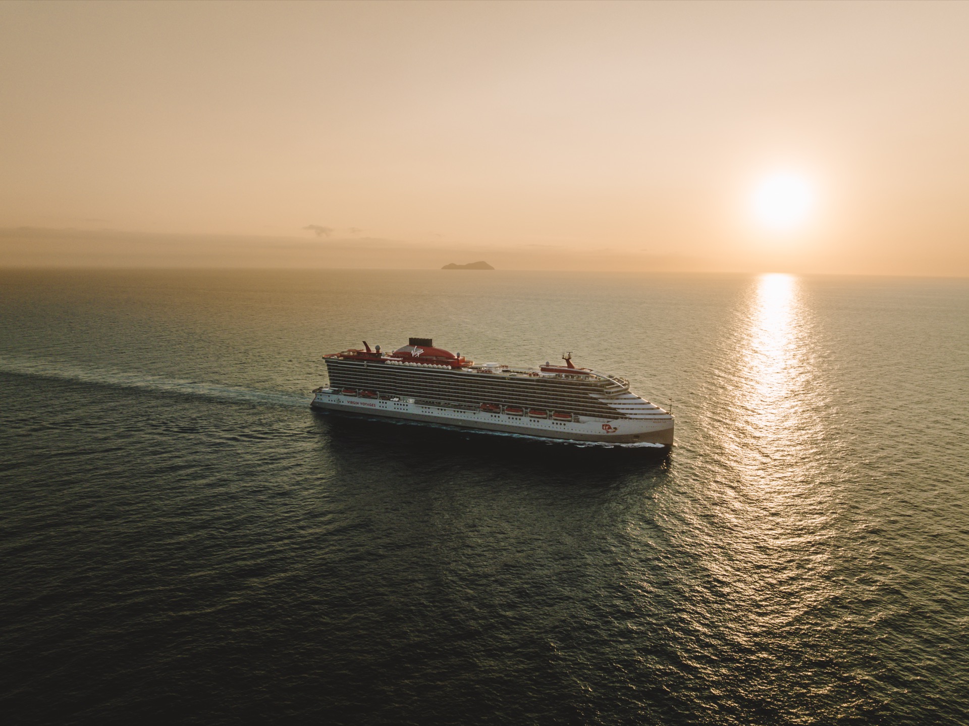 Virgin Voyages Resilient Lady cruise ship exterior at port