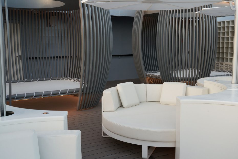 Exclusive sundeck bar Richards Rooftop for RockStar suite guests on Virgin Voyages