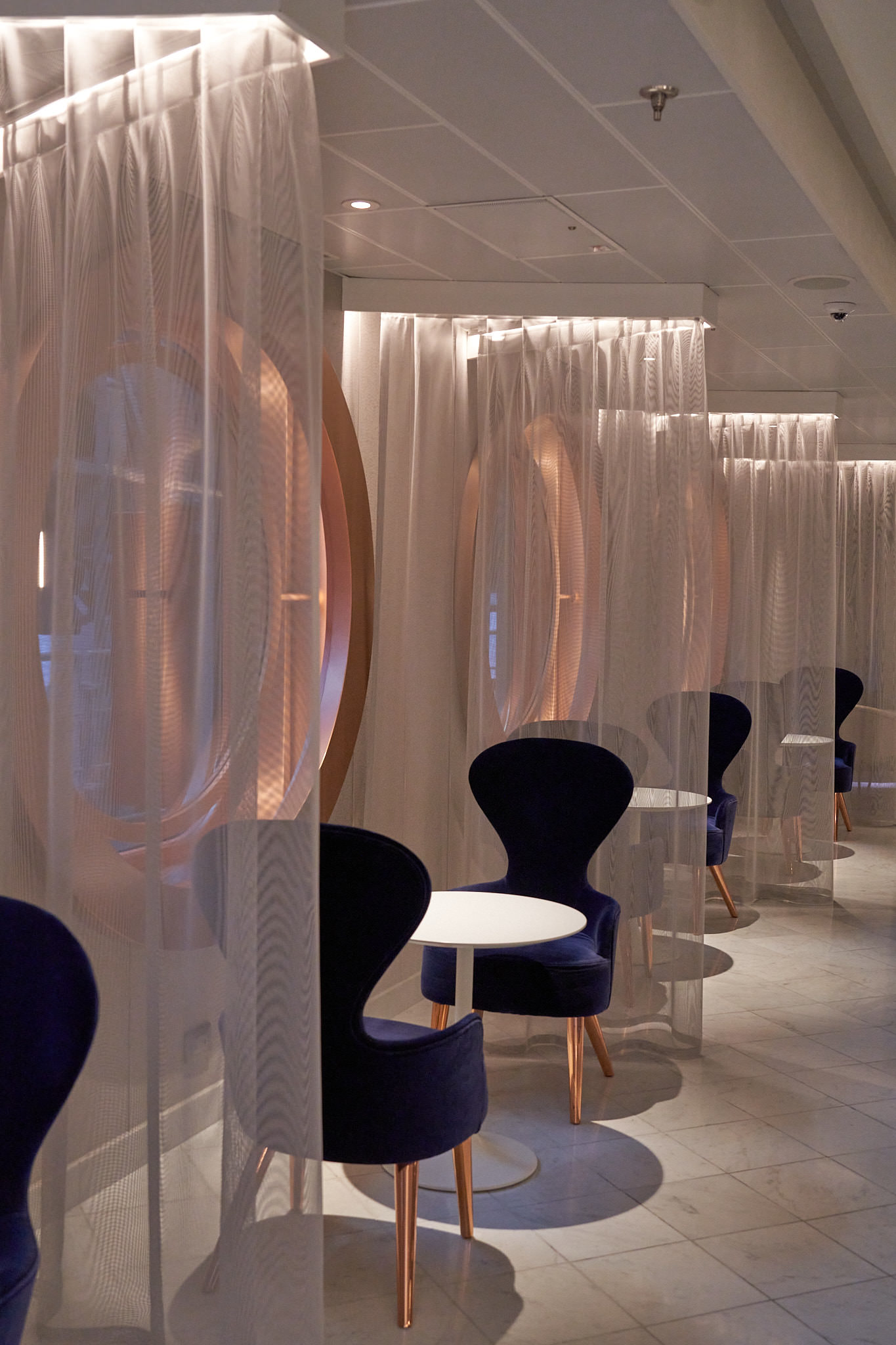 Craft cocktails served at the elegant Sip Lounge on Virgin Voyages
