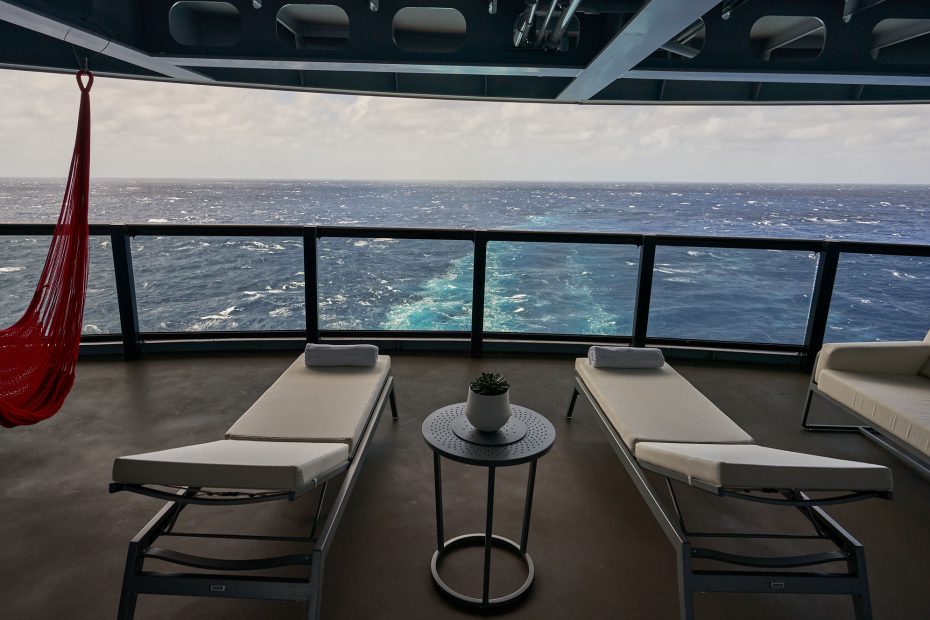 Sweet Aft Suite with wake views and private terrace on Virgin Voyages