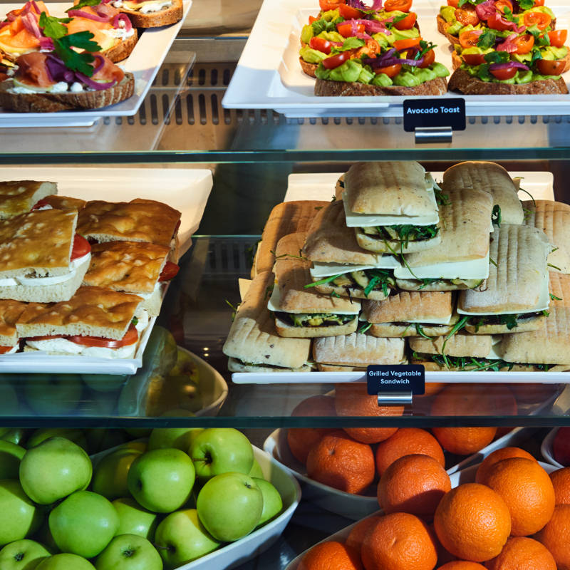 The Galley food hall with multiple dining stations on Virgin Voyages
