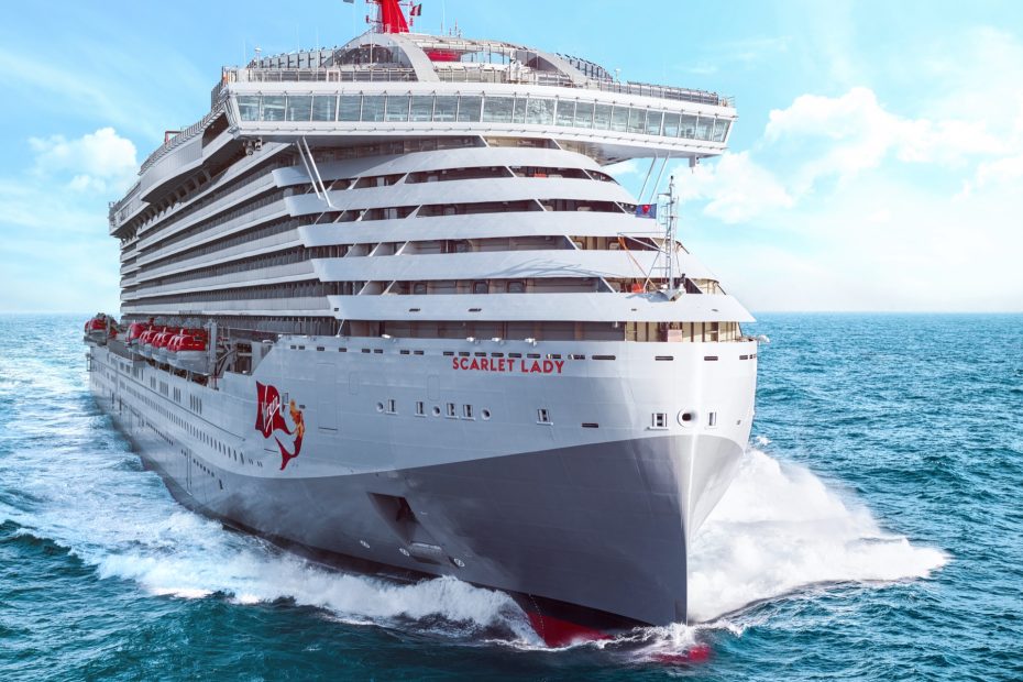 Virgin Voyages ship sailing at sea highlighting the importance of travel insurance