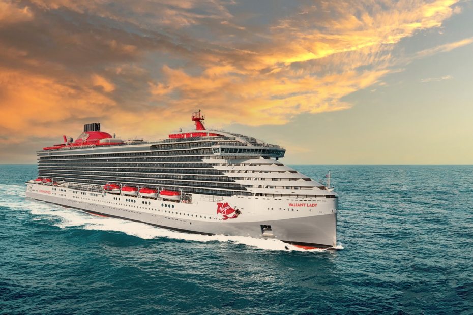 Virgin Voyages Valiant Lady cruise ship sailing in the Caribbean