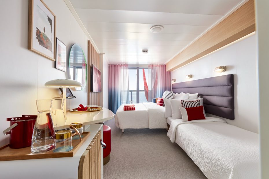 Spacious XL Sea Terrace cabin with extended balcony on Virgin Voyages