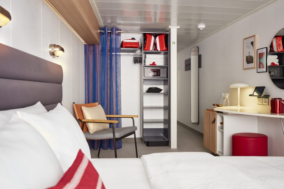 Spacious XL Sea Terrace cabin with extended balcony on Virgin Voyages