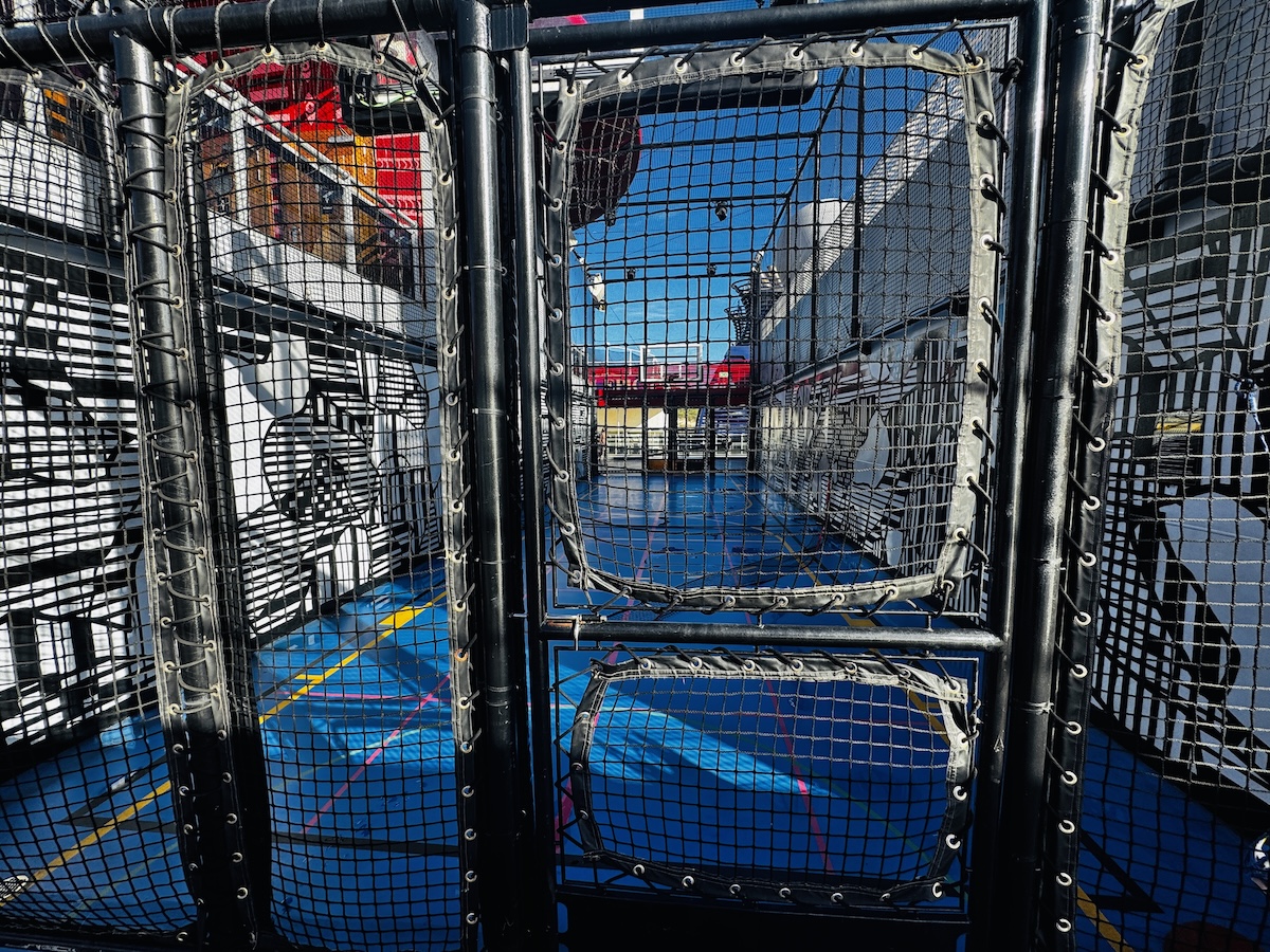 The basketball court on Virgin Voyages