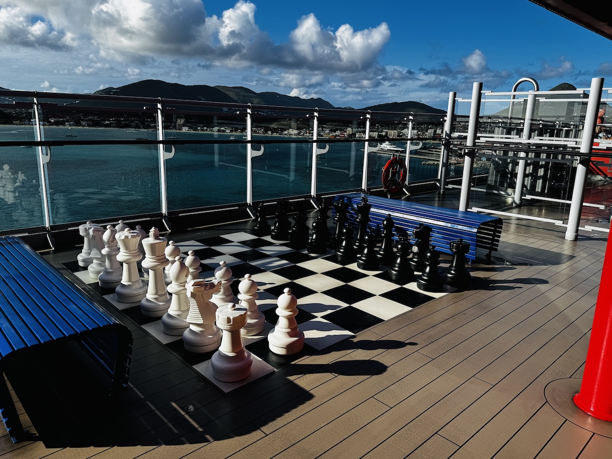 A chess board on Virgin Voyages