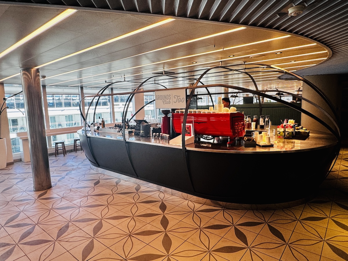 A coffee spot on Deck 15 of Virgin Voyages